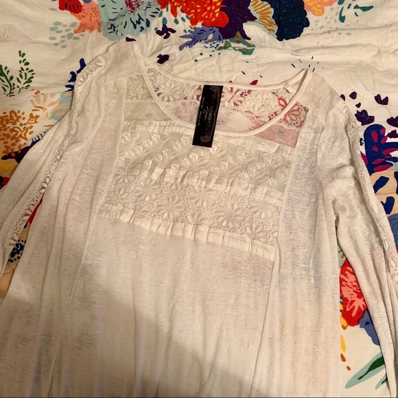 Boho Style Free People Gigi Lace Tee - Picture 7 of 8